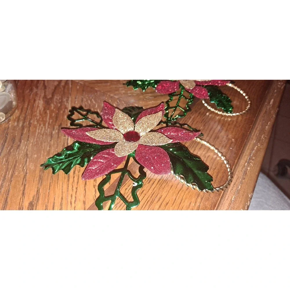 2‎ Beautiful Poinsettia Napkin Rings Christmas